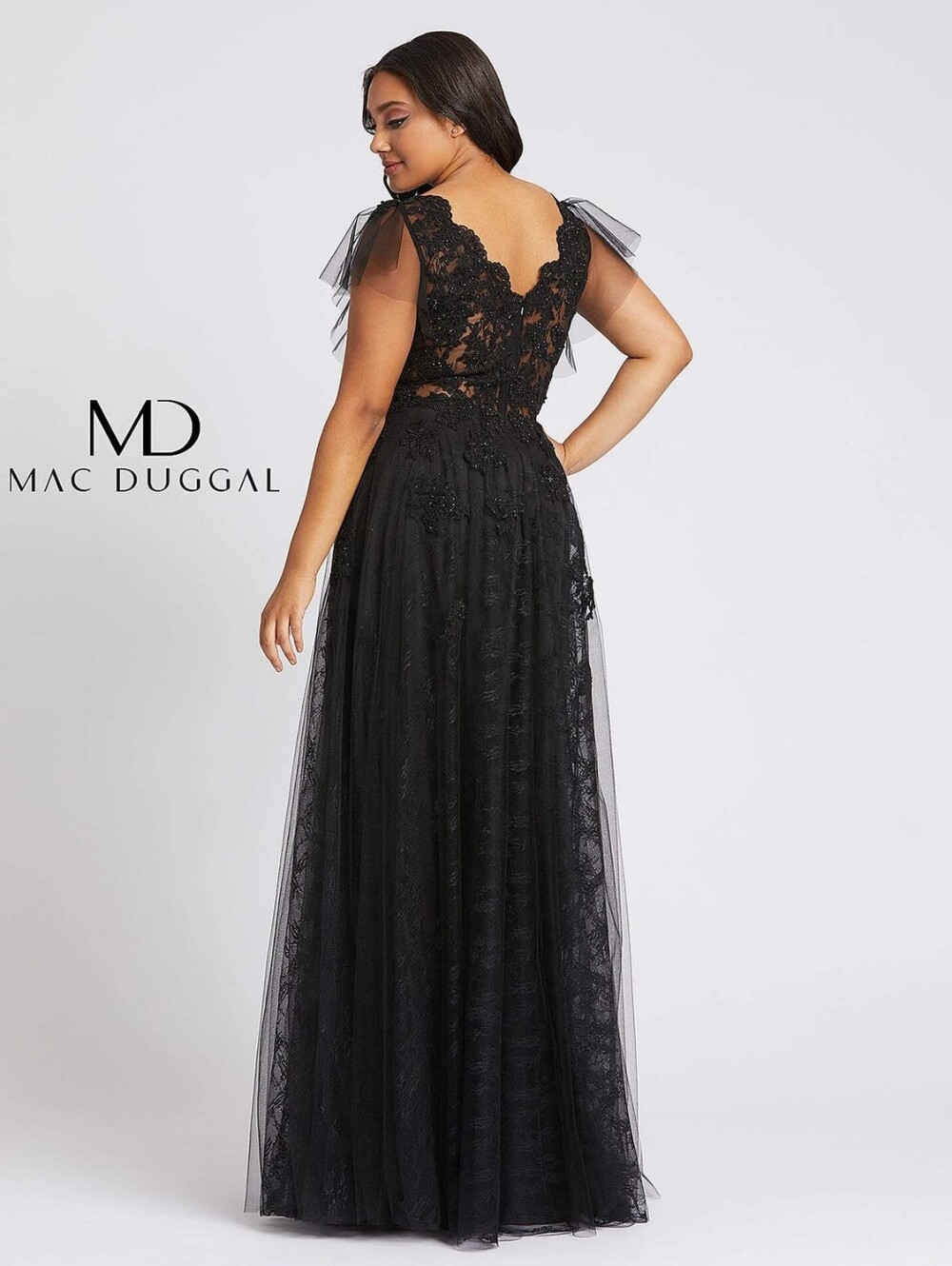 NWT MAC DUGGAL | $498 Flutter Sleeve Tulle Evening Gown 14W - Picture 3 of 7